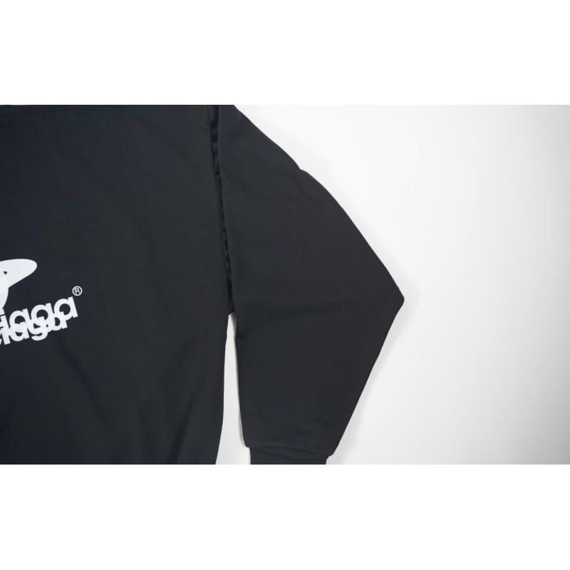 High Quality LAYERED SPORTS ROUND SWEATSHIRT OVERSIZED IN BLACK/WHITE 767860TPVF31070 (Free Shipping)