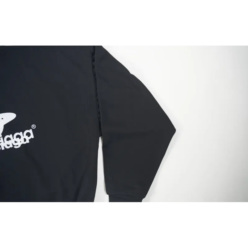 High Quality LAYERED SPORTS ROUND SWEATSHIRT OVERSIZED IN BLACK/WHITE 767860TPVF31070 (Free Shipping)