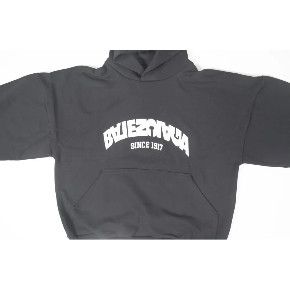 High Quality BACK FLIP ROUND HOODIE OVERSIZED IN BLACK/WHITE 761458TPVG11070 (Free Shipping)