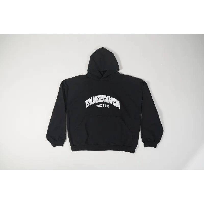High Quality BACK FLIP ROUND HOODIE OVERSIZED IN BLACK/WHITE 761458TPVG11070 (Free Shipping)
