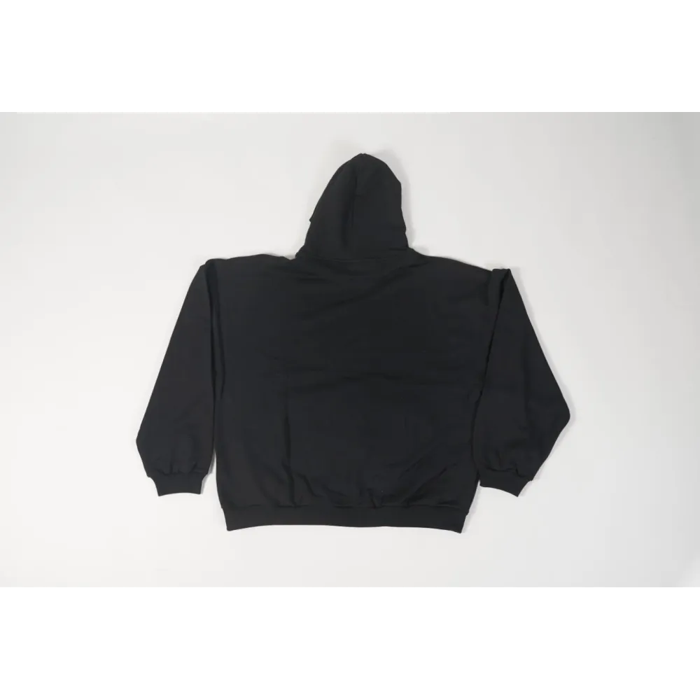 High Quality BACK FLIP ROUND HOODIE OVERSIZED IN BLACK/WHITE 761458TPVG11070 (Free Shipping)
