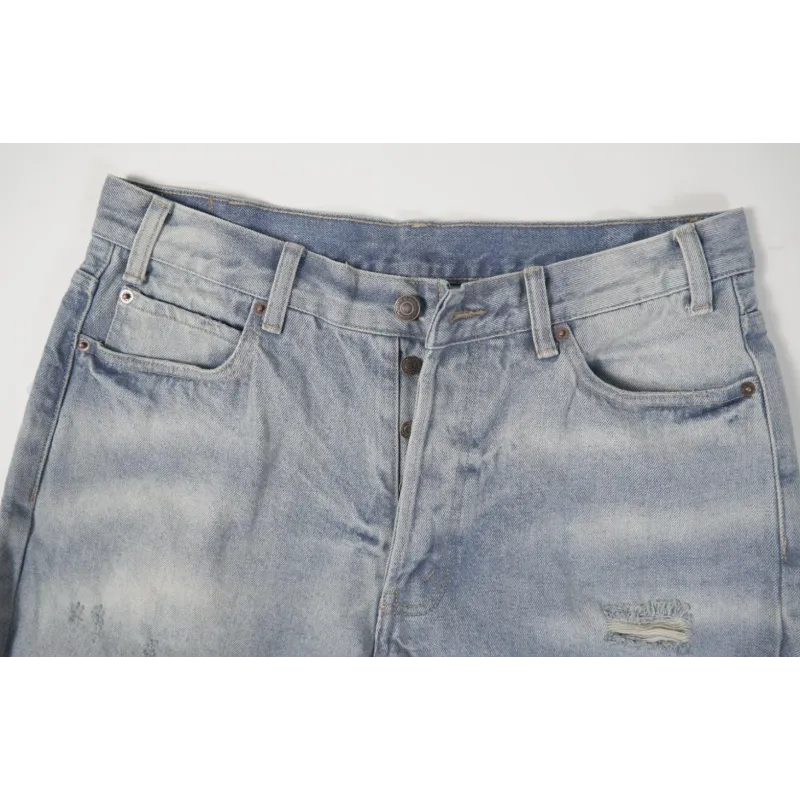  High Quality WESLEY JEANS IN WESTSIDE WASH DENIM WESTSIDE WASH DESTROYED 2N822033S.08WT(Free Shipping)