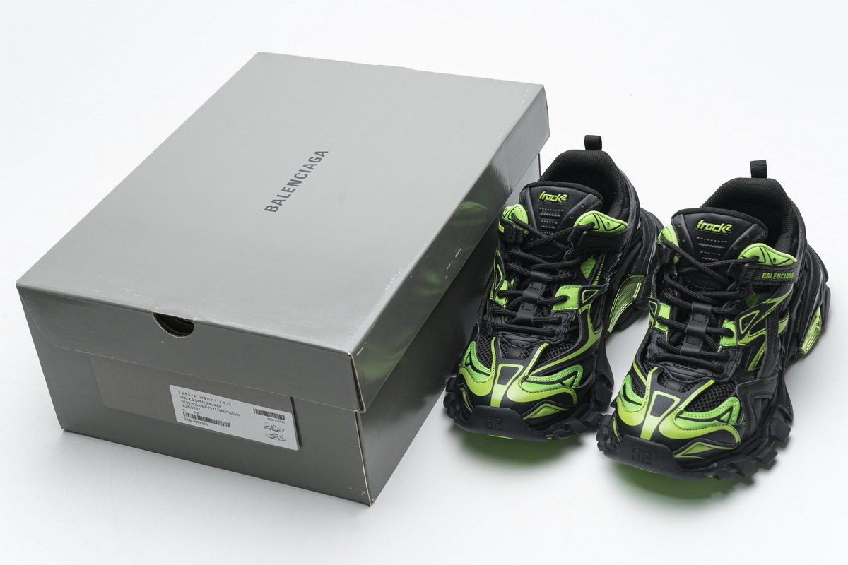 Get Balenciaga Track 2 Sneaker Black Green 568615 W2GN1 1012