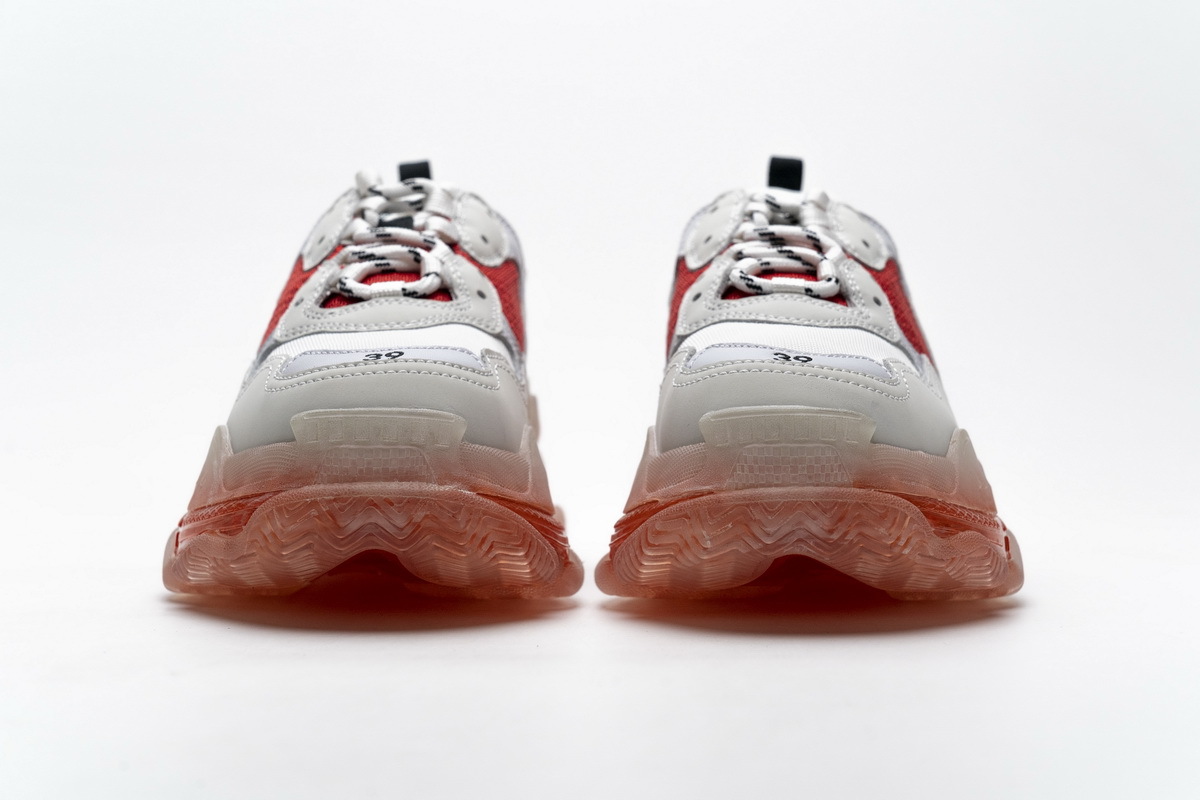 Get Balenciaga Triple S White Red 544351 W09E1 4552