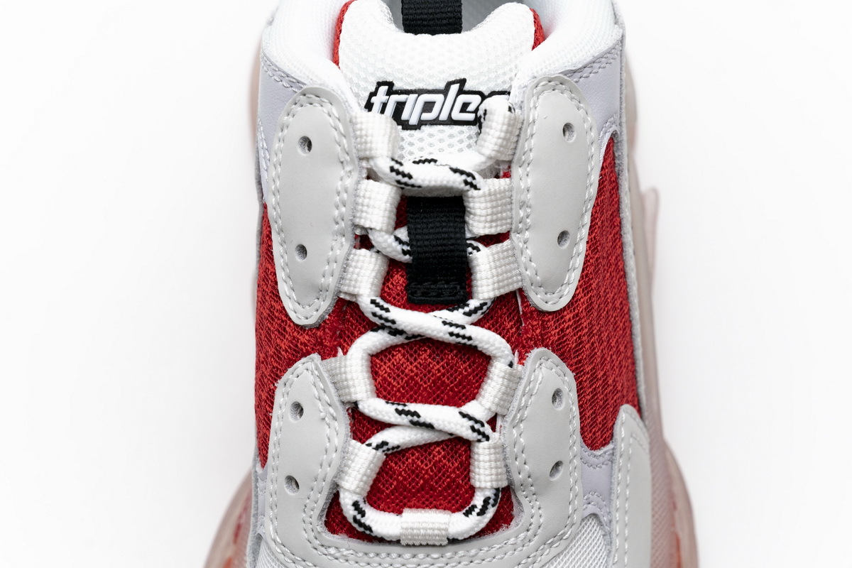 Get Balenciaga Triple S White Red 544351 W09E1 4552