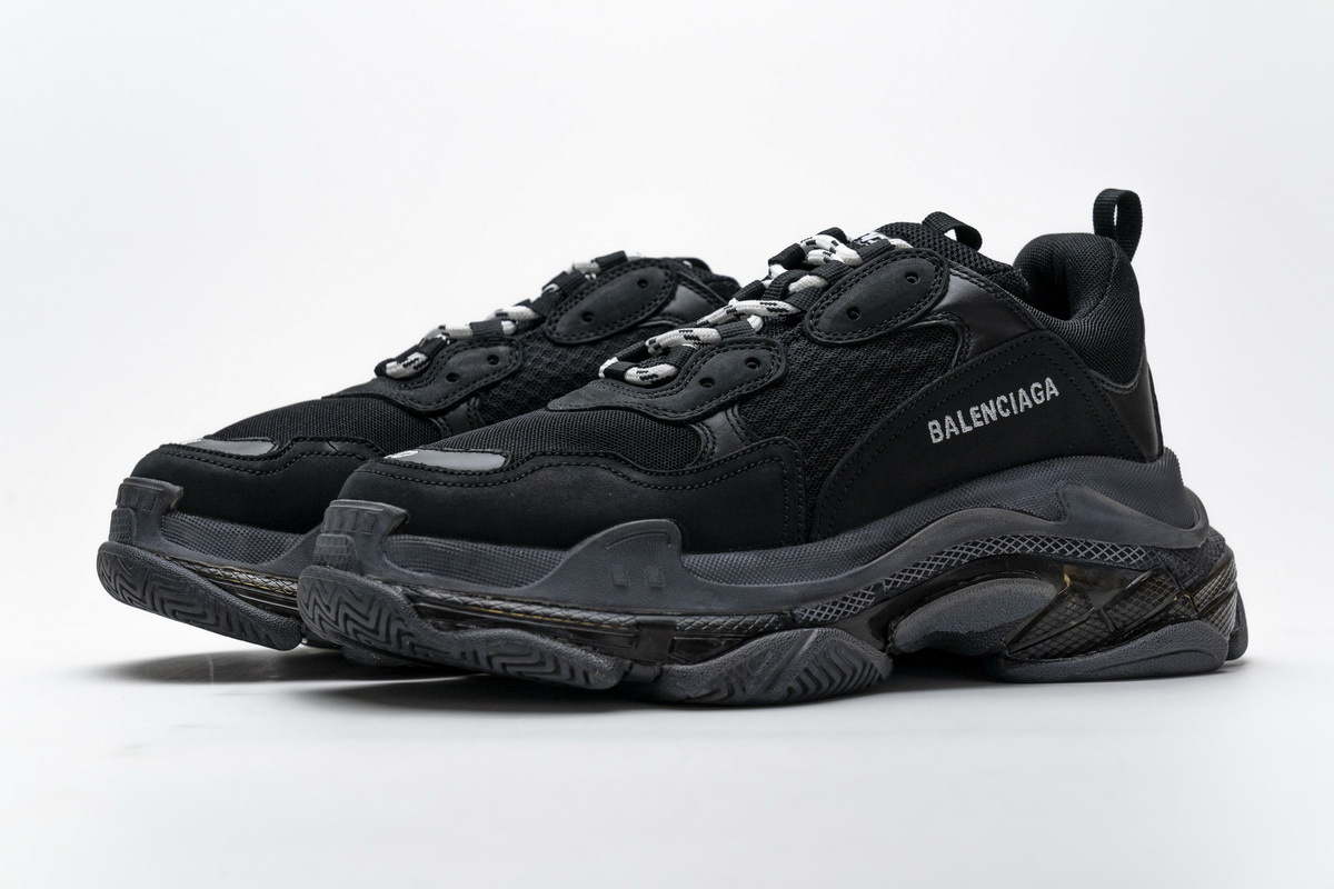 Get Balenciaga Triple S Clear Sole Black 541624 W09O1 1000