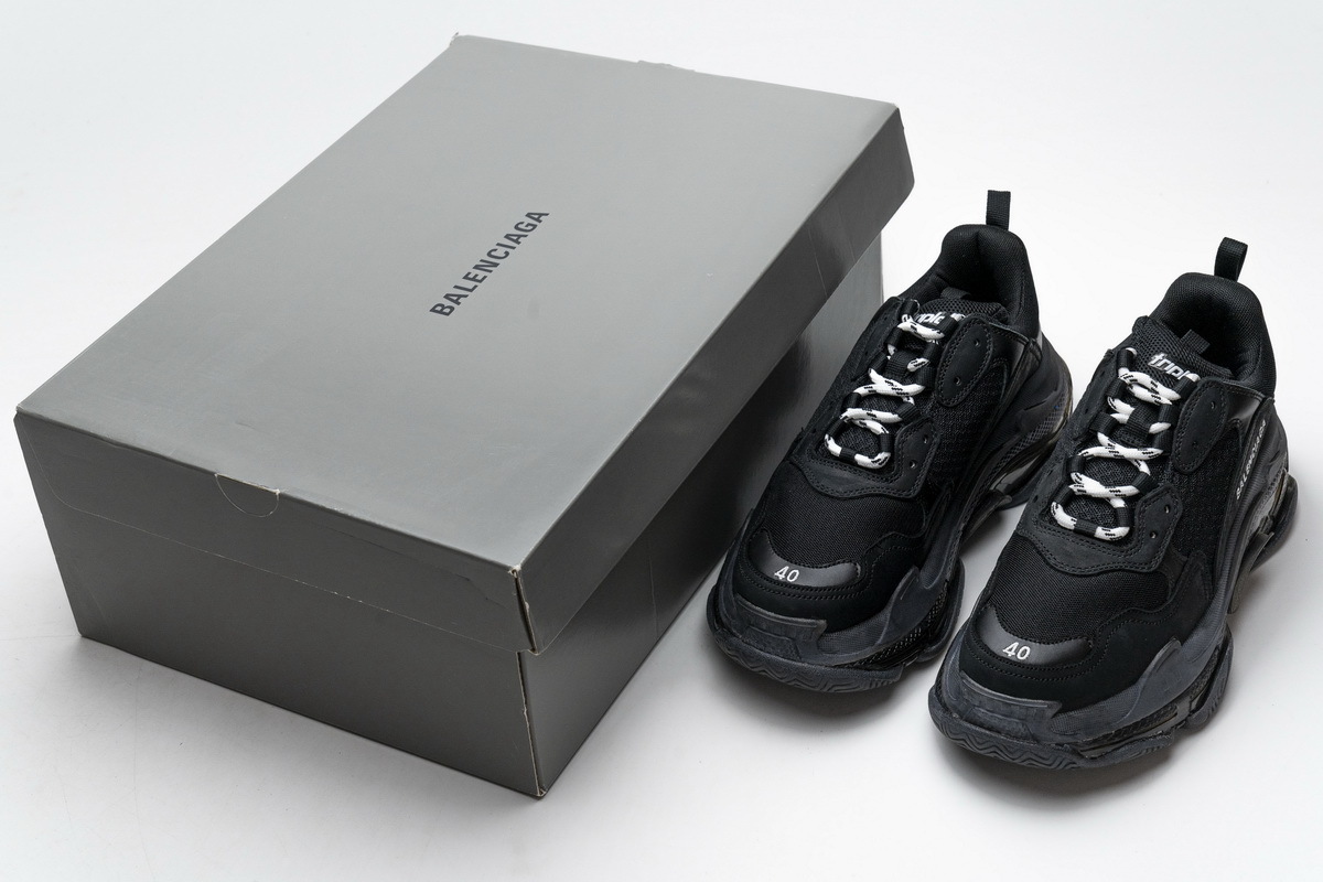 Get Balenciaga Triple S Clear Sole Black 541624 W09O1 1000