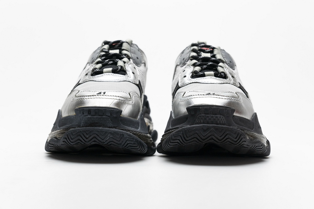 Get Balenciaga Triple S Black Silver 541624 W09E1 7320