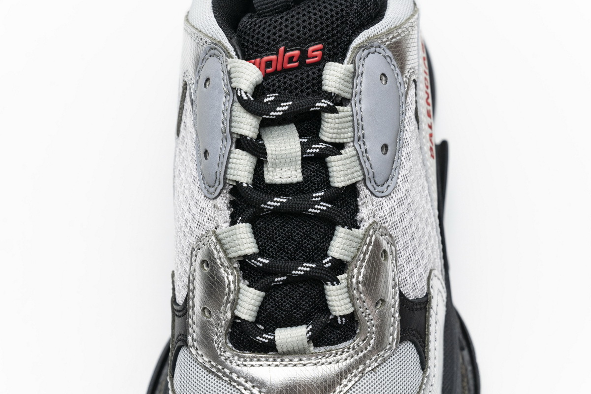 Get Balenciaga Triple S Black Silver 541624 W09E1 7320