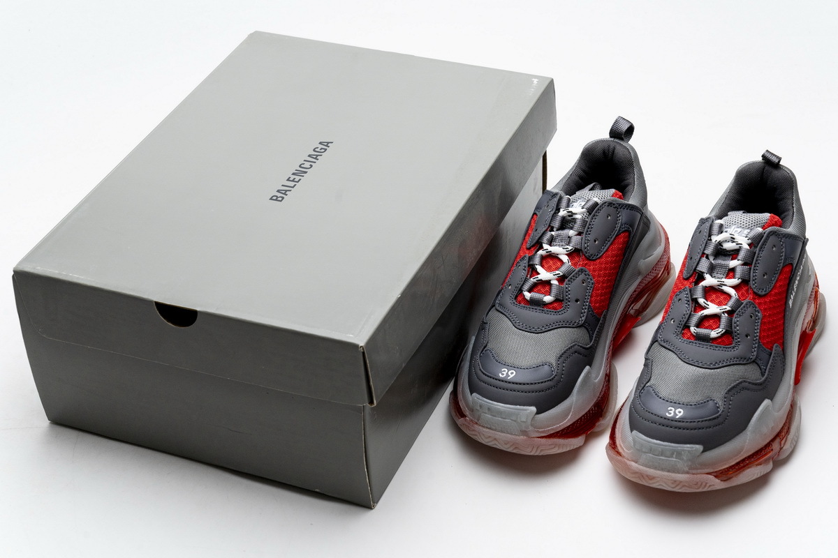 Get Balenciaga Triple S Grey Red 544351 W09O1 2262