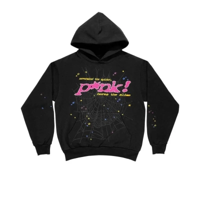 High Quality Sp5der P*NK V1 Hoodie Black (Free Shipping) 01