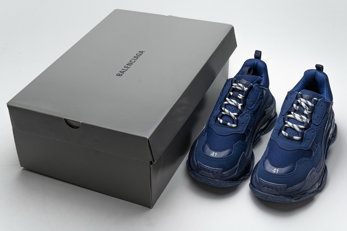 Get Balenciaga Triple S Clear Sole Navy 541624 W09O1 4107