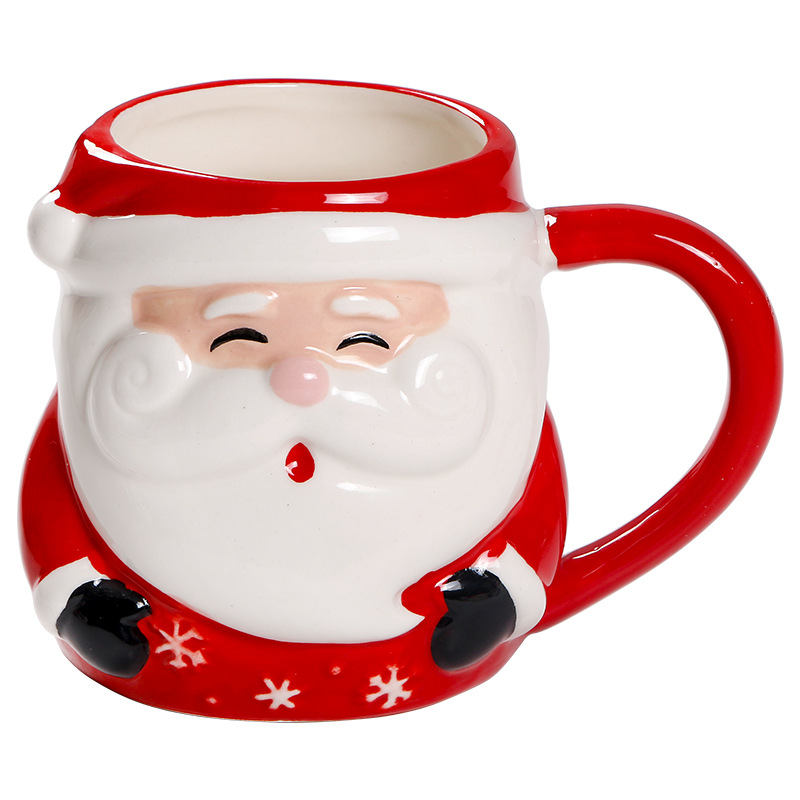 500ml Santa Claus Embossed Ceramic Mug – Christmas Red Coffee Cup Wholesale