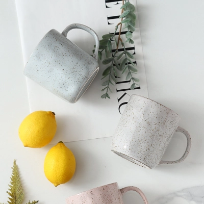 Vintage ceramic mug coarse pottery mug 02