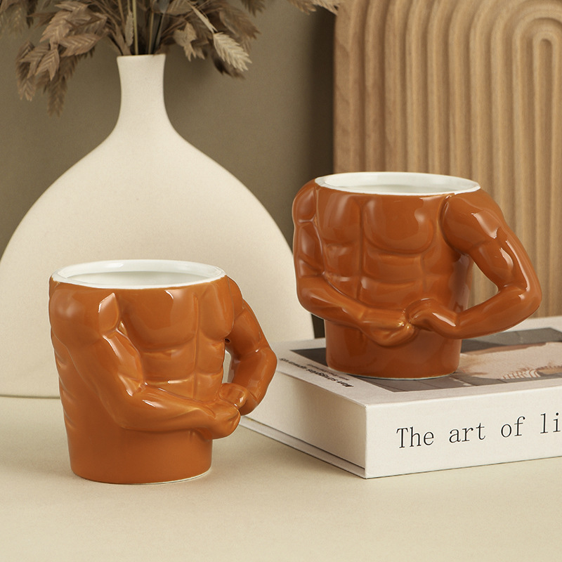 Creative Bodybuilder Mug – 350ml Ceramic Muscle Man Cup – Unique Coffee Mug Gift