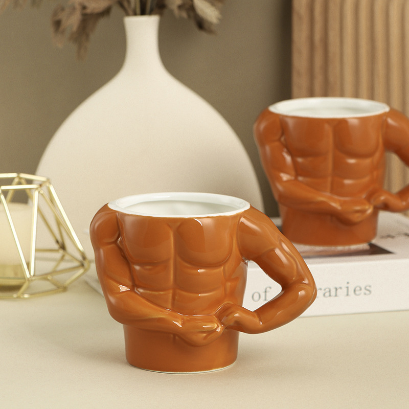 Creative Bodybuilder Mug – 350ml Ceramic Muscle Man Cup – Unique Coffee Mug Gift