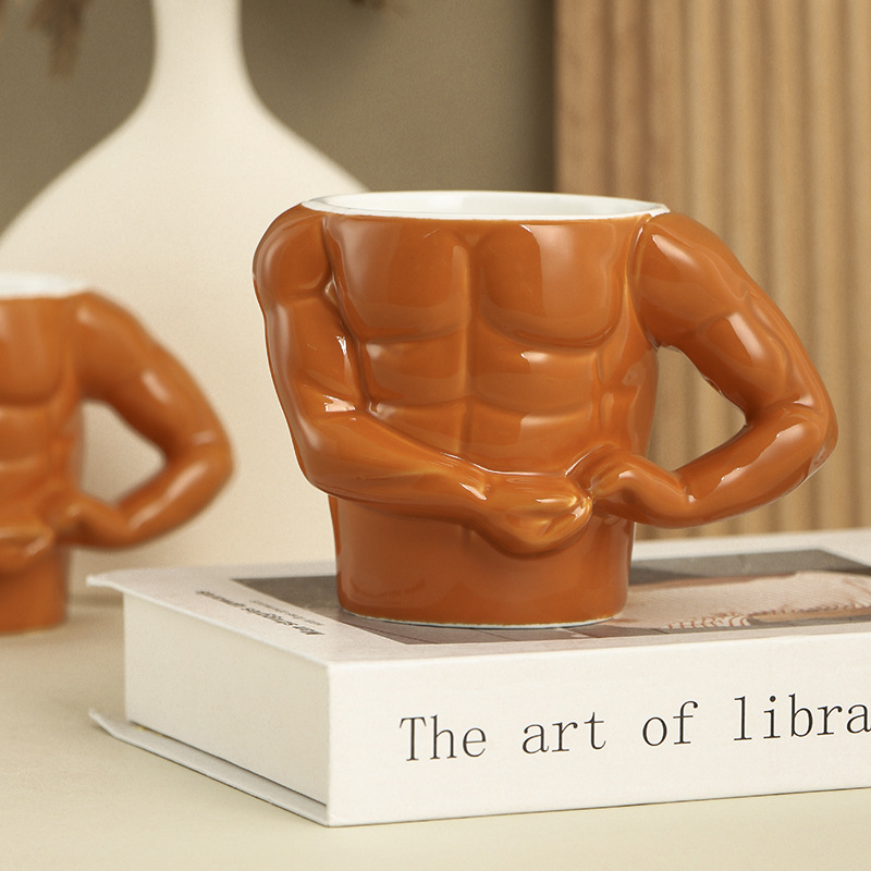 Creative Bodybuilder Mug – 350ml Ceramic Muscle Man Cup – Unique Coffee Mug Gift