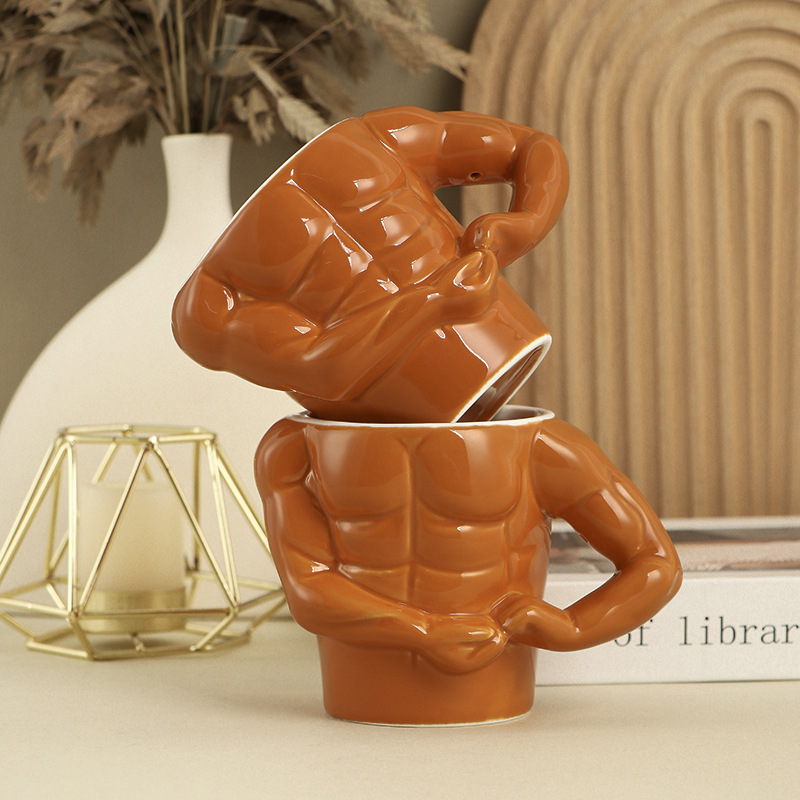 Creative Bodybuilder Mug – 350ml Ceramic Muscle Man Cup – Unique Coffee Mug Gift