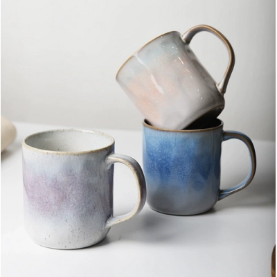 Handcrafted Textured Ceramic Mug – Stunning Gradient Glaze, Creative Home Use Coffee Cup 02