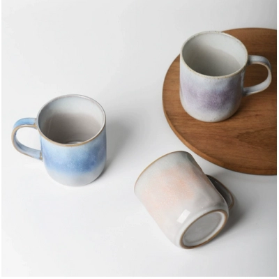 Handcrafted Textured Ceramic Mug – Stunning Gradient Glaze, Creative Home Use Coffee Cup 01