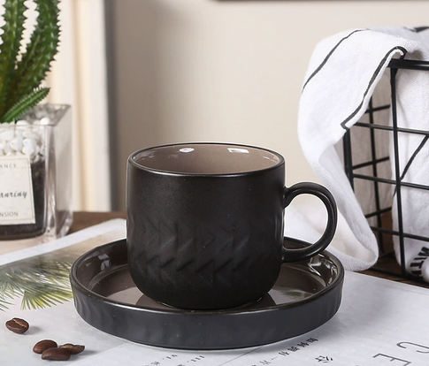 Nordic INS Style Coffee Cup & Saucer Set – Vintage Ceramic Tea Cup for Office