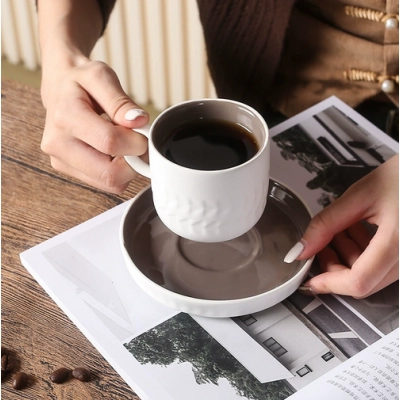 Nordic INS Style Coffee Cup & Saucer Set – Vintage Ceramic Tea Cup for Office 02