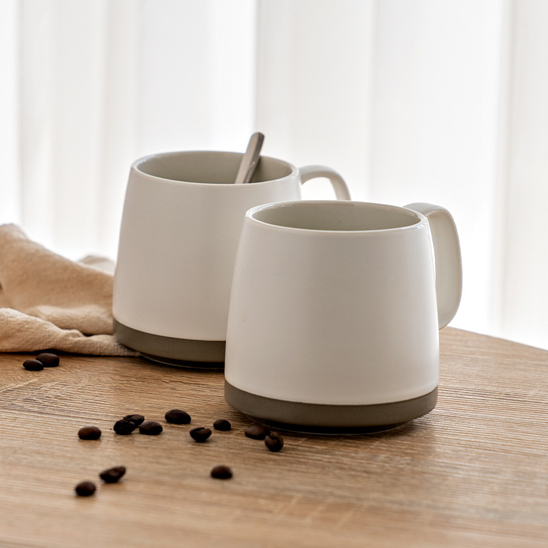 Vintage Ceramic Coffee Mug with Handle – Large Capacity White Breakfast Cup for Milk, Oatmeal & Tea