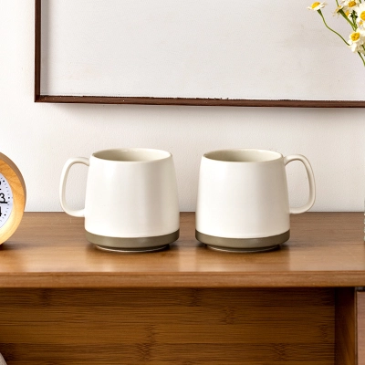 Vintage Ceramic Coffee Mug with Handle – Large Capacity White Breakfast Cup for Milk, Oatmeal & Tea 02