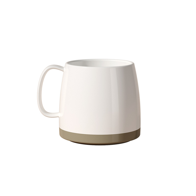 Vintage Ceramic Coffee Mug with Handle – Large Capacity White Breakfast Cup for Milk, Oatmeal & Tea