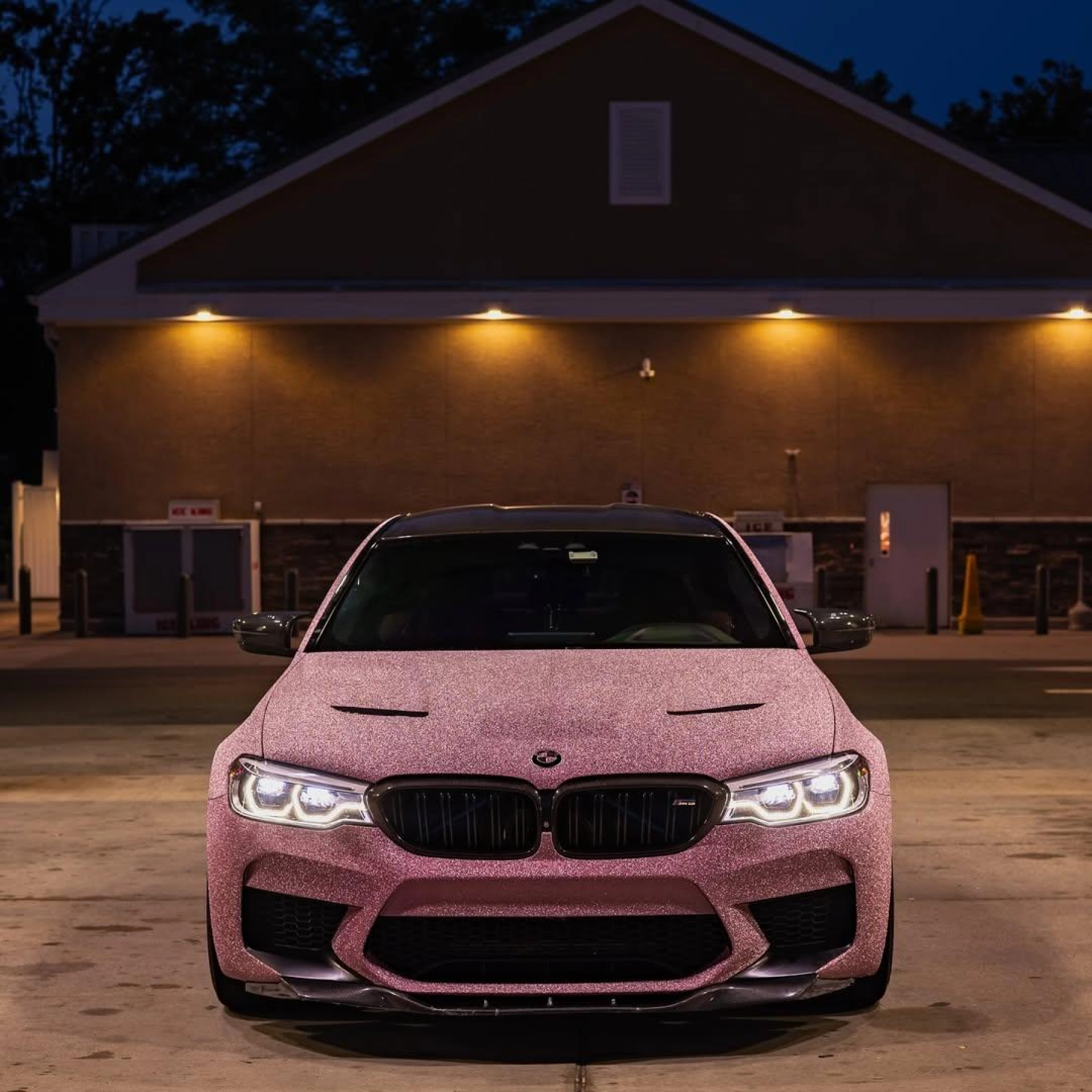 Matte Diamond Glitter Pink Car Vinyl Wrap
