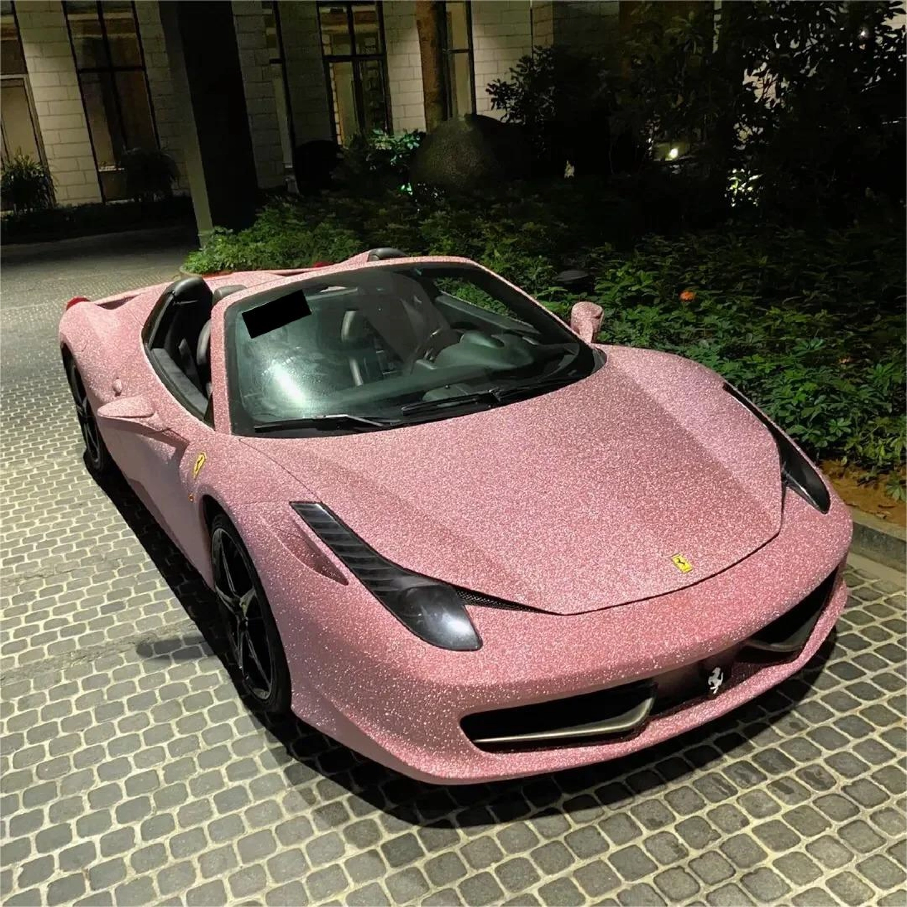 Matte Diamond Glitter Pink Car Vinyl Wrap