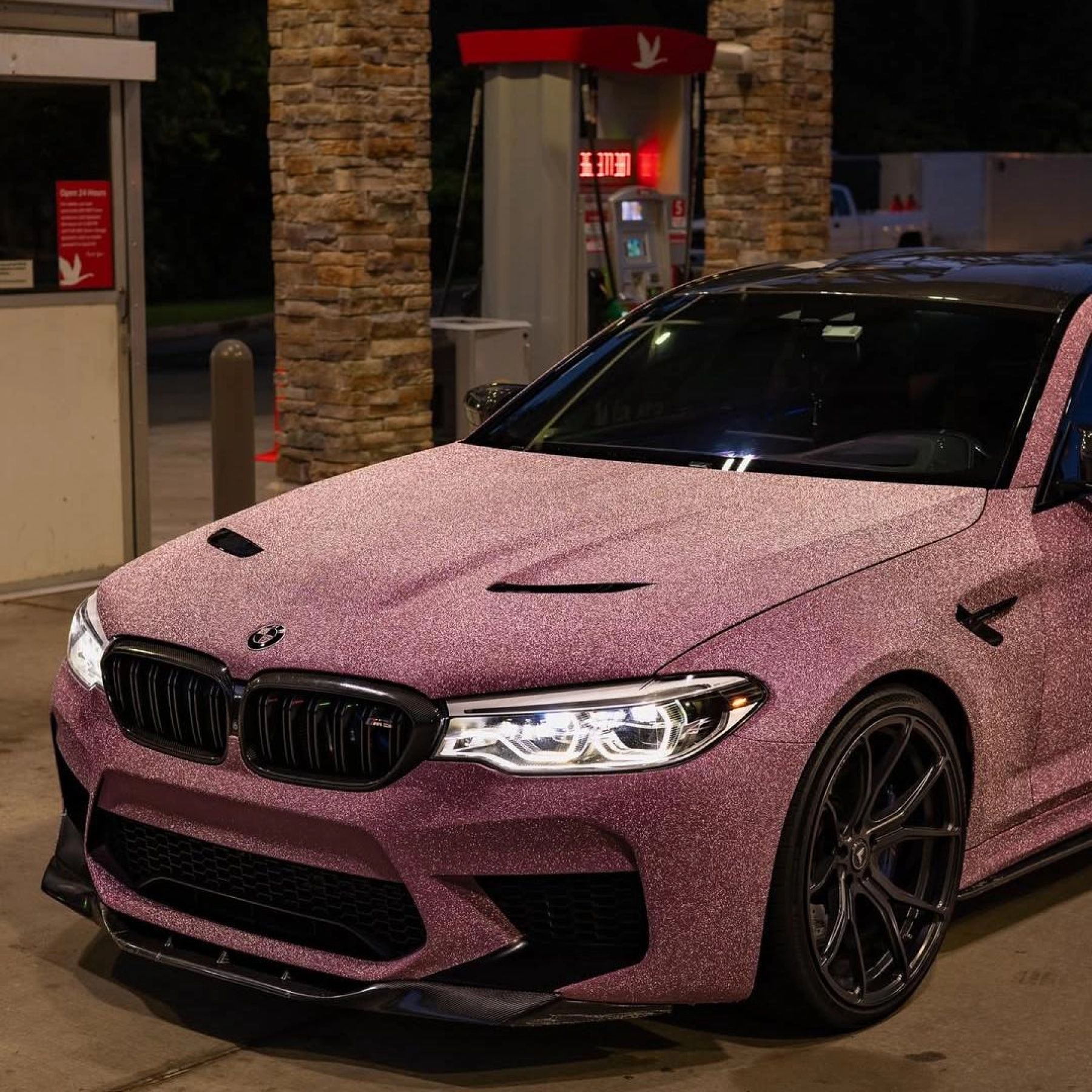 Matte Diamond Glitter Pink Car Vinyl Wrap