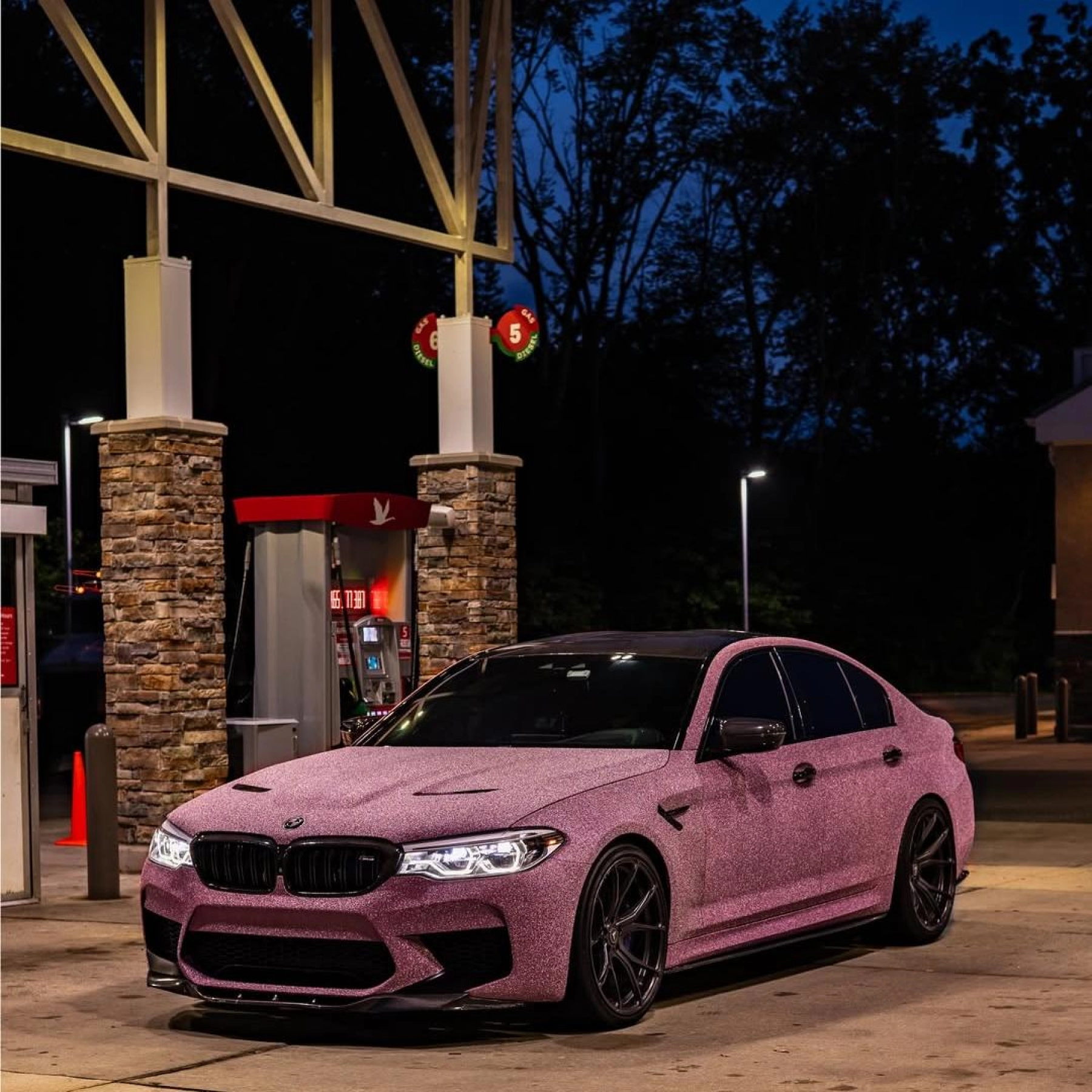 Matte Diamond Glitter Pink Car Vinyl Wrap