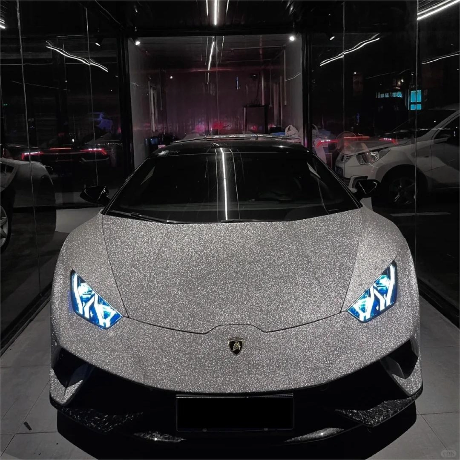 Matte Diamond Glitter Silver Car Vinyl Wrap