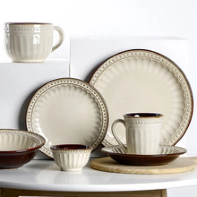 European and American style ceramic tableware creative Western dishes, steak and Italian pasta dishes, home salad bowls, juice cups, beige cups 01