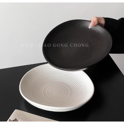 High-grade solid color ceramic plate household light luxury pasta plate steak plate is particularly good-looking Western food plate vegetable plate salad plate 01