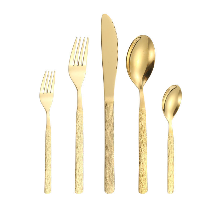 New Stone patterned Stainless Steel Tableware Knife, Fork, Spoon Creative Relief Western Cuisine Home Dessert Fork, Spoon Hotel Steak Knife