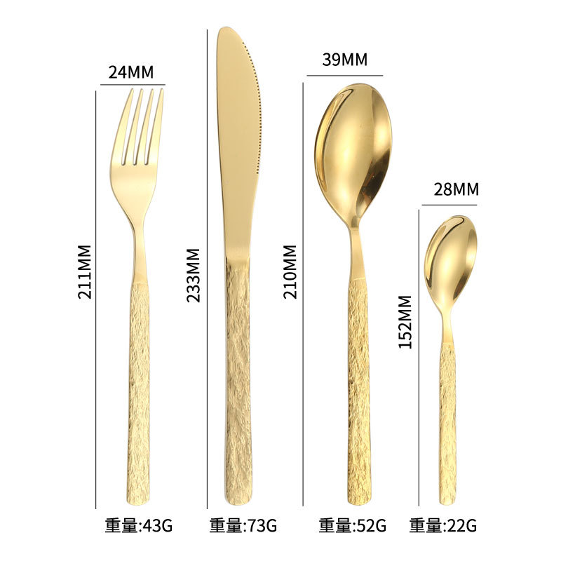 New Stone patterned Stainless Steel Tableware Knife, Fork, Spoon Creative Relief Western Cuisine Home Dessert Fork, Spoon Hotel Steak Knife