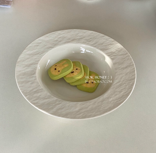 Pure color high-grade rock pattern straw hat plate pasta tray western food plate hotel creative light luxury ceramic soup plate