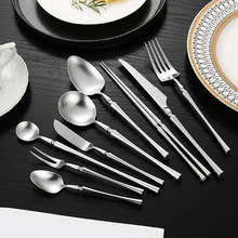 Round handle 304 stainless steel small waist knife, fork, spoon, hotel thickened sanding Western style steak knife, fork, dessert spoon tableware