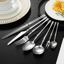 Round handle 304 stainless steel small waist knife, fork, spoon, hotel thickened sanding Western style steak knife, fork, dessert spoon tableware