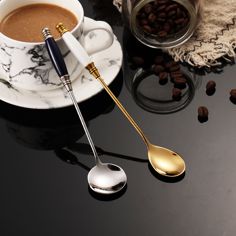 Stainless steel coffee spoons, high-quality tableware, household spoons, spoons, long handled dessert spoons, souvenirs, wholesale