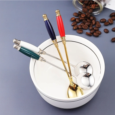 Stainless steel coffee spoons, high-quality tableware, household spoons, spoons, long handled dessert spoons, souvenirs, wholesale 02