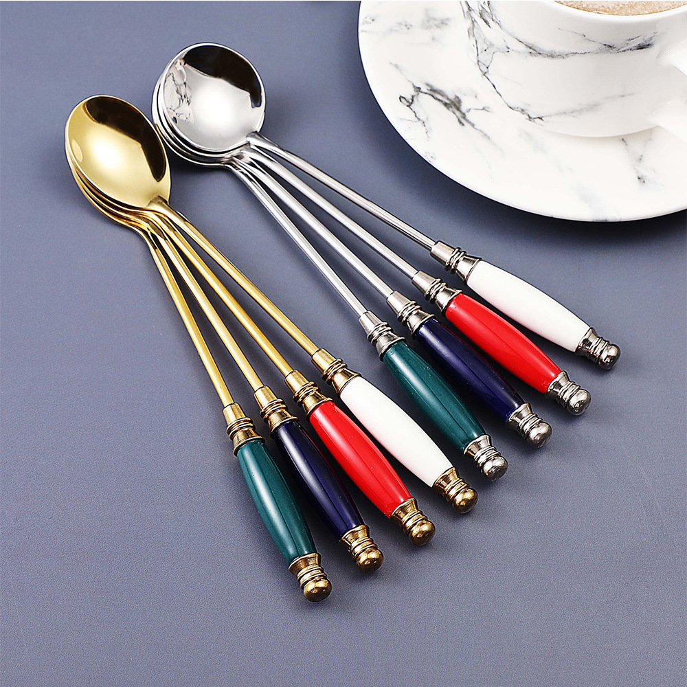 Stainless steel coffee spoons, high-quality tableware, household spoons, spoons, long handled dessert spoons, souvenirs, wholesale