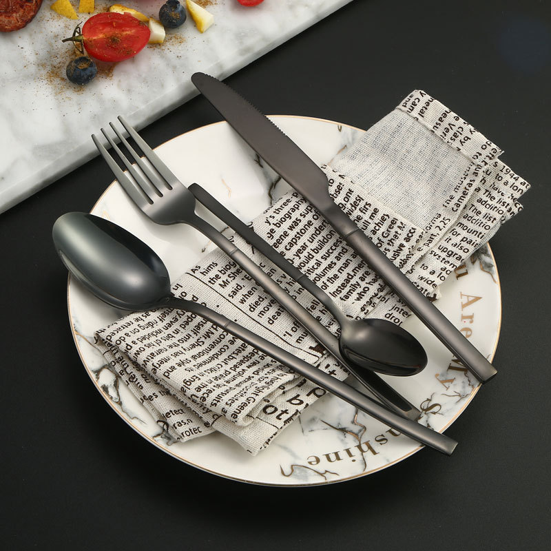 Stainless steel tableware, light luxury, minimalist hotel steak knife, fork, spoon, dessert spoon