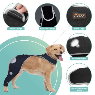 Lispoo Dog Rear Leg Lick‑Guard Sleeve with Reflective Straps 02