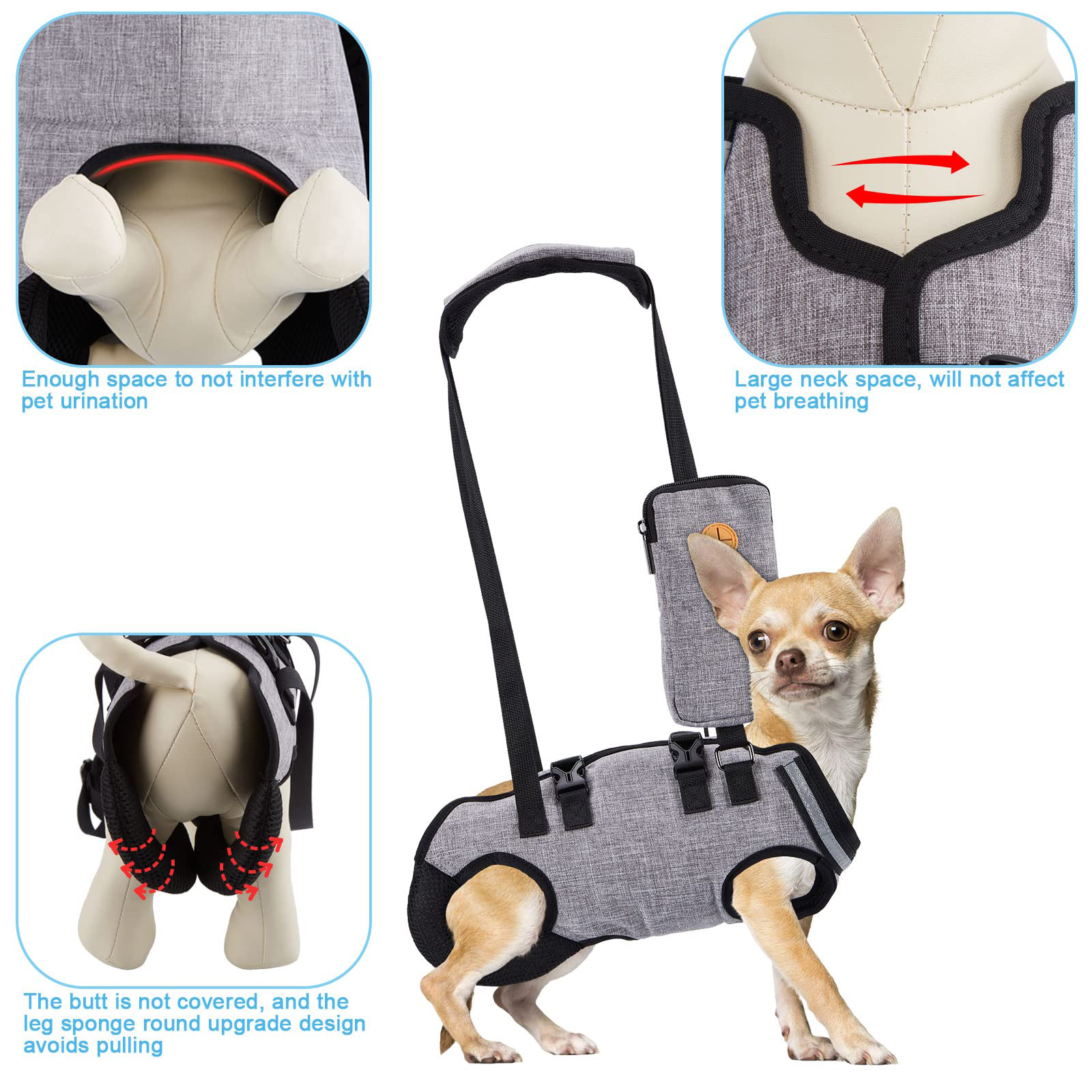 Lispoo Full Body Dog Lifting Harness with Storage Bag