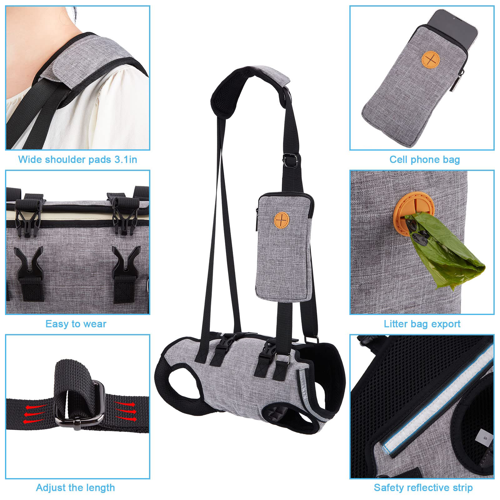 Lispoo Full Body Dog Lifting Harness with Storage Bag