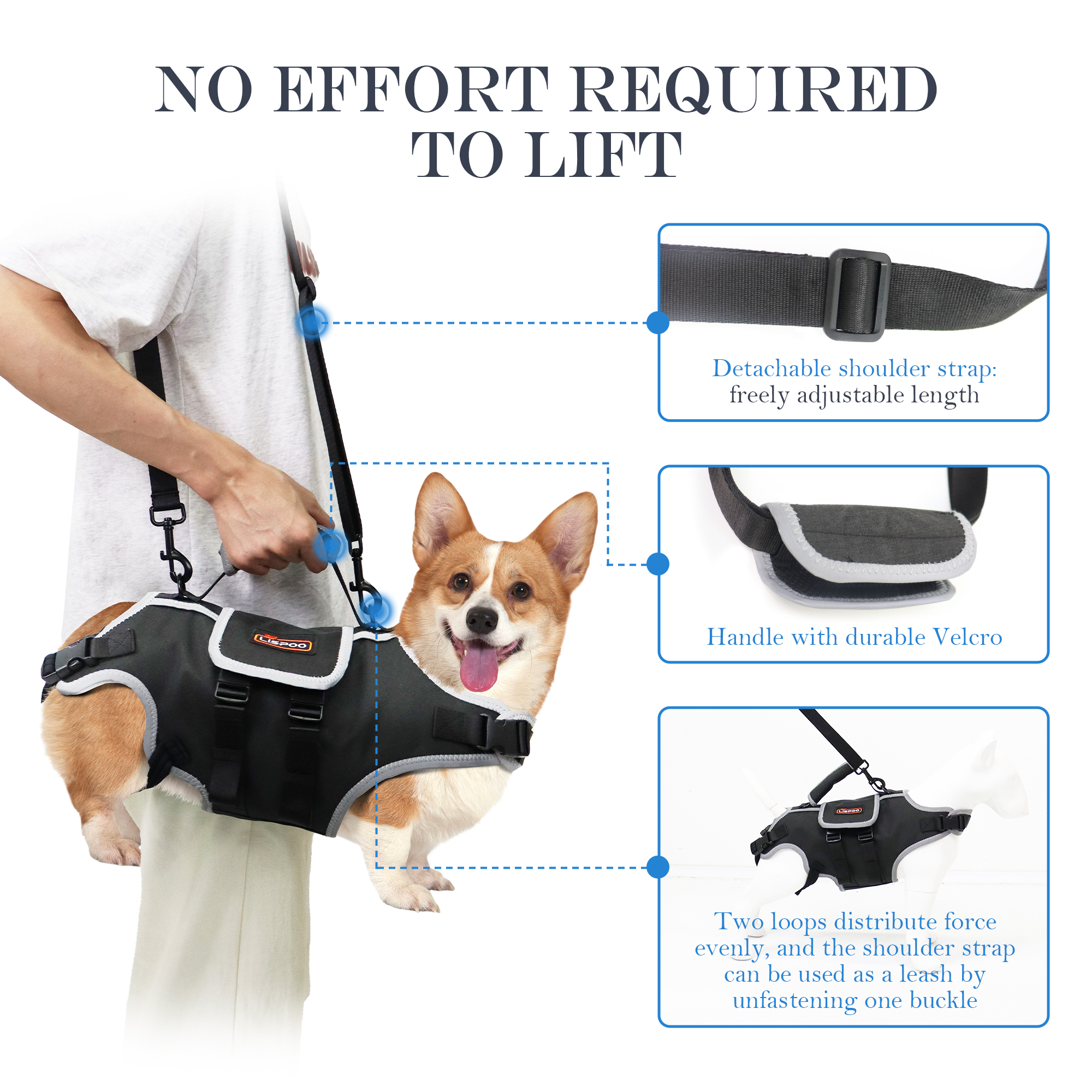 Lispoo Dog Lifting Harness for Disabled & Senior Dogs