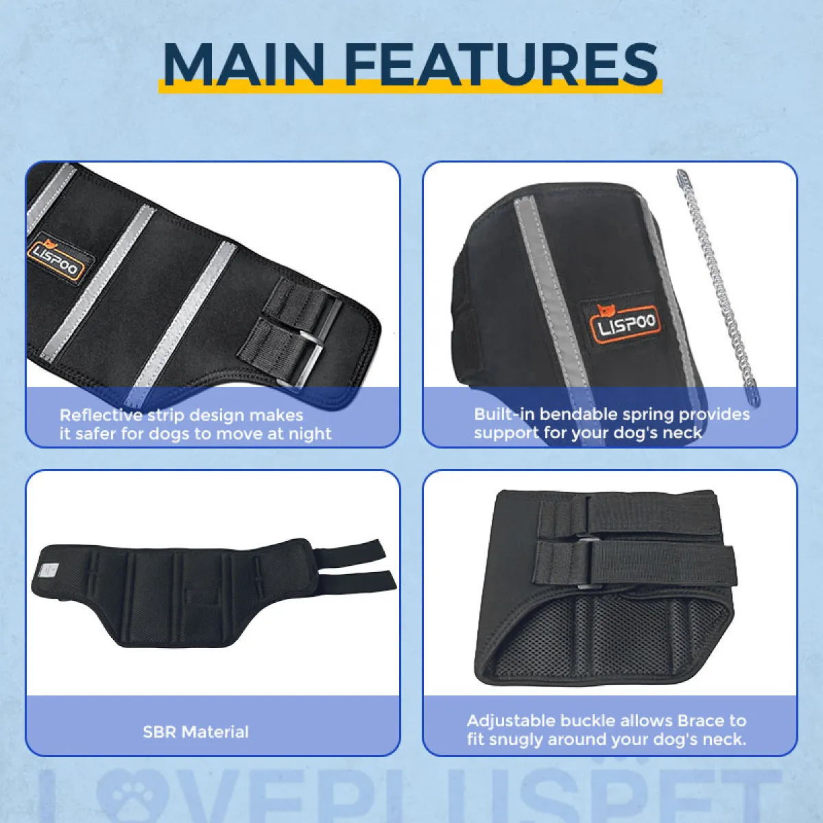 Lispoo Dog Neck Brace Collar  for IVDD & Neck Injuries